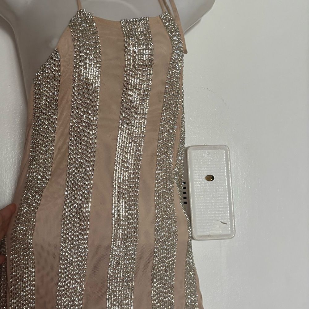 Acuarela boutique rhinestone halter dress beaded back out mini crystal diamond